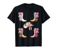 Cowgirl Boots Coquette Aesthetic Pink Bow Cowgirl Western Maglietta