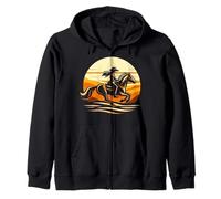 Cowgirl e Cavallo - Cavalcando Verso Il Tramonto Felpa con Cappuccio