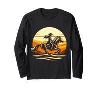 Cowgirl e Cavallo - Cavalcando Verso Il Tramonto Maglia a Manica