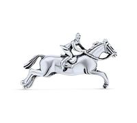 Cowgirl Occidentale Equestre Equitazione Salto Cavalli Thoroughbred Spilla Pin Per Donne Ossidato .925 Argento