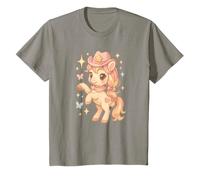 Cowgirl Pony Cappello Rosa Coquette Western Farfalla Art Maglietta