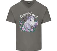 Cowgirl Soul Equestrian Horses Uomo V-Neck T-Shirt In Cotone