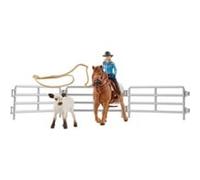 Schleich Set Cowgirl Team Roping Fun 42577 Cavallo Rodeo e Lassi
