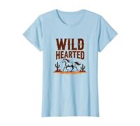 Cowgirls dal Cuore Selvaggio Western Spirit Rustic Desert Horse Maglietta, Donna, Celeste, L