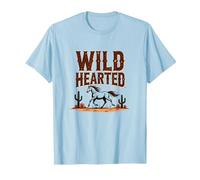 Cowgirls dal Cuore Selvaggio Western Spirit Rustic Desert Horse Maglietta, Uomo, Celeste, L