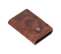 Cowhide Card Holder, Genuine Leather Blocking Wallet, Lost Automatic Card Holder with Aluminum Alloy Frame, Slim Multifunctional Credit Card for Men, Business and Travel Essenti (Dark Brown)