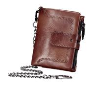 Cowhide Leather Wallet for Men, Retro Real Leather Cash Wallet, Anti Theft Purse Buckle Closure, Multiple Card Slots, 9.5x3x12cm, Stylish Secure Design Spacious Pockets