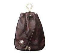 Cowhide Purse - 3.54x0.78x4.5in Leather Drawstring Coin Wallet