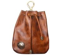 Cowhide Purse - 3.54x0.78x4.5in Leather Drawstring Coin Wallet