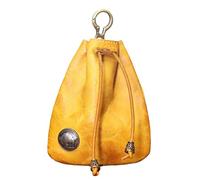 Cowhide Purse - Leather Purse | Drawstring Purse | Leather Drawstring Coin Purse, Coin Organizer For Men & Women, Durable Leather Purse For Long-Lasting Use, Small Pouch For Keys and Coinss, Giallo