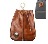 Cowhide Purse - Leather Purse | Drawstring Purse | Leather Drawstring Coin Purse, Coin Organizer For Men & Women, Durable Leather Purse For Long-Lasting Use, Small Pouch For Keys and Coinss, Caffè
