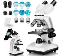 Cowiewie Microscopio con tavolino meccanico doppio strato e supporto set di diapositive per telefono cellulare,per la ricerca condivisa in laboratorio,adatto per adolescenti e studenti universitari