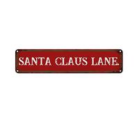 CowkissSign Santa Claus Lane Vintage Red Alluminio Art Signs Natale Vacanze Targa in Metallo Pittura Ferro Decorazione di Natale Babbo Natale Metallo Stagno Cartello di Qualità per Soggiorno 45,7 x