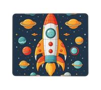 COWMGHLDFL Tappetino per mouse a forma di razzo clipart astronave tappetino per mouse wireless Tappetino per tastiera del computer con gomma antiscivolo Tappetino da scrivania quadrato per ufficio