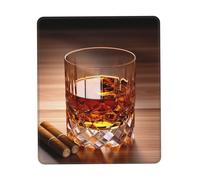 COWMGHLDFL Tappetino per mouse marrone con liquore in tazza, tappetino per mouse wireless, tappetino per tastiera del computer, con gomma antiscivolo, tappetino da scrivania quadrato per ufficio