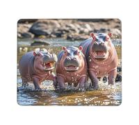 COWMGHLDFL Tappetino per mouse per bambini, motivo: ippopotami, tappetino per mouse wireless, tappetino per tastiera del computer, con gomma antiscivolo, tappetino da scrivania quadrato per ufficio e