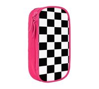 COWMMWOC Astuccio grande a quadri nero e bianco, grande capacità, borsa portaoggetti multifunzionale, tessuto Oxford in poliestere Durabiiity con doppia cerniera, 21 x 10,5 x 5 cm, 3D, Taglia unica