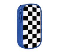 COWMMWOC Astuccio grande a quadri nero e bianco, grande capacità, borsa portaoggetti multifunzionale, tessuto Oxford in poliestere Durabiiity con doppia cerniera, 21 x 10,5 x 5 cm, 3D, Taglia unica