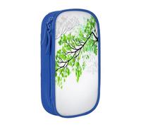 COWMMWOC Astuccio grande con foglie verdi e bianche, grande capacità, borsa portaoggetti multifunzionale, tessuto Oxford in poliestere resistente con doppia cerniera, 21 x 10,5 x 5 cm, 3D, Taglia