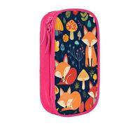 COWMMWOC Astuccio grande con grazioso animale e fiore di volpe, grande capacità, borsa portaoggetti multifunzionale, tessuto Oxford in poliestere Durabiiity con doppia cerniera, 21 x 10,5 x 5 cm, 3D