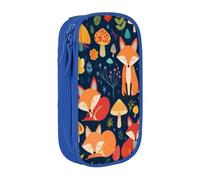 COWMMWOC Astuccio grande con grazioso animale e fiore di volpe, grande capacità, borsa portaoggetti multifunzionale, tessuto Oxford in poliestere Durabiiity con doppia cerniera, 21 x 10,5 x 5 cm, 3D