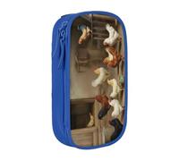 COWMMWOC Astuccio grande con polli della fattoria, grande capacità, borsa portaoggetti multifunzionale, tessuto Oxford in poliestere Durabiiity con doppia cerniera, 21 x 10,5 x 5 cm, 3D, Taglia unica