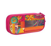 COWMMWOC Astuccio portapenne con nome dal design carino per studenti ragazze ragazzi - Astuccio grande capacità con scomparti, organizer per cancelleria con doppia cerniera (nero, rosa, blu), rosa,