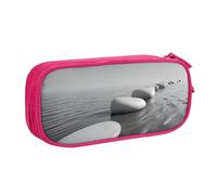 COWMMWOC Astuccio portapenne con nome dal design carino per studenti ragazze ragazzi - Astuccio grande capacità con scomparti, organizer per cancelleria con doppia cerniera (nero, rosa, blu), rosa,