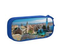 COWMMWOC Astuccio portapenne con nome dal design carino per studenti ragazze ragazzi - Astuccio grande capacità con scomparti, organizer per cancelleria con doppia cerniera (nero, rosa, blu), Blu,