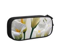 COWMMWOC Astuccio portapenne con nome dal design carino per studenti ragazze ragazzi - Astuccio grande capacità con scomparti, organizer per cancelleria con doppia cerniera (nero, rosa, blu), Nero ,