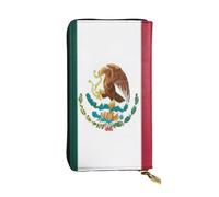 COWMMWOC Bandiera del Messico grande capacità pochette per le signore cerniera lungo portafoglio in pelle cellulare borsa Fit carta di credito, contanti, monete, Nero , Taglia unica, Minimalista