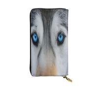 COWMMWOC Blue Eyes Wolf - Pochette da donna con cerniera, in pelle, con lupo, per carte di credito, contanti, monete, Nero , Taglia unica, Minimalista