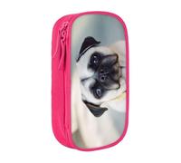 COWMMWOC Cry Pug - Astuccio grande per matite, grande capacità, borsa portaoggetti multifunzionale, tessuto Oxford in poliestere resistente con doppia cerniera, 21 x 10,5 x 5 cm, 3D, Taglia unica