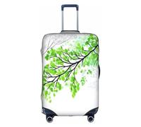 COWMMWOC Custodia protettiva per trolley con foglie verdi e bianche, copertura elastica per bagagli da viaggio, copertura protettiva per borse da 45,7 a 81,7 cm, lavabile, protezione per valigia da