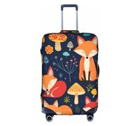 COWMMWOC Custodia protettiva per trolley con simpatico animale volpe e fiore, copertura elastica per bagagli da viaggio, copertura protettiva per valigie da 45-81 cm | Coperture per bagagli lavabili |