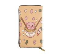 COWMMWOC Delizioso Sweet Ramen grande capacità pochette per le signore cerniera lungo portafoglio in pelle cellulare borsa Fit carta di credito, contanti, monete, Nero , Taglia unica, Minimalista