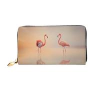 COWMMWOC Flamingo Portafoglio in pelle con cerniera da donna, grande capacità con tasche multiple per carte di credito, contanti, monete, 3D, taglia unica