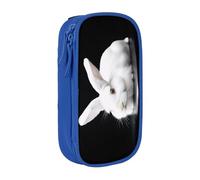 COWMMWOC Grazioso astuccio grande con coniglio bianco, grande capacità, borsa portaoggetti multifunzionale, tessuto Oxford in poliestere Durabiiity con doppia cerniera, 21 x 10,5 x 5 cm, 3D, Taglia