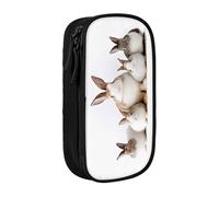 COWMMWOC Grazioso astuccio grande con coniglio bianco, grande capacità, borsa portaoggetti multifunzionale, tessuto Oxford in poliestere Durabiiity con doppia cerniera, 21 x 10,5 x 5 cm, 3D, Taglia