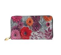 COWMMWOC Portafoglio da donna in pelle con cerniera, grande capacità, con tasche multiple, per carte di credito, contanti, monete, 3D, taglia unica
