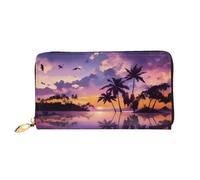 COWMMWOC Portafoglio estivo in pelle di palma con cerniera grande capacità da donna con tasche multiple per carte di credito, contanti, monete, 3D, taglia unica