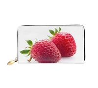COWMMWOC Portafoglio in pelle di fragola con cerniera da donna di grande capacità con tasche multiple per carte di credito, contanti, monete, 3D, taglia unica