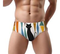 COWMMWOC Slip a triangolo da uomo, biancheria intima stampata in 3D con gatto arte moderna della metà del secolo, traspirante, morbido ed elastico a vita bassa per uomo, 3D, XXL