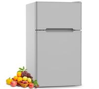 COWSAR Mini frigo con congelatore, 3,2 piedi cubi, mini frigo compatto con doppia porta per camera da letto, termostato regolabile, basso rumore, basso consumo energetico, per