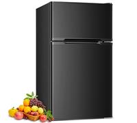 COWSAR Mini frigorifero con congelatore da 3,2 piedi cubi, mini frigorifero compatto a doppia porta per camera da letto, termostato regolabile, piccolo frigorifero a basso rumore a basso consumo per