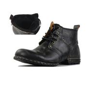 COWSDELLA Negro Winter Uomo Stivali Chukka Moto Casual Pelle fleece inside Abito Stivaletto per Uomo Moda CD-6015-2-fleece-black-9-R