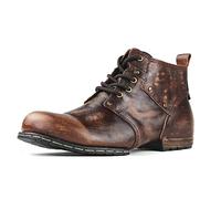 COWSDELLA Uomo Marrone chiaro Stivali Chukka Allacciati Moto Casual Pelle Abito Stivaletto per Uomo Moda 6015-1-C-R