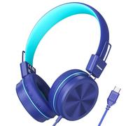 Cowyawn Cuffie USB tipo C per bambini per scuola, volume limitato 94 dB, cuffie per bambini con cavo USB C, suono stereo HD, cuffie pieghevoli leggere con cavo on-ear per