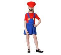 COXNSXX Costume da idraulico Brothers, costume cosplay con cappello e baffi, adatto a carnevali cosplay e feste a tema