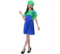 COXNSXX Costume da idraulico Brothers, costume cosplay con cappello e baffi, adatto a carnevali cosplay e feste a tema